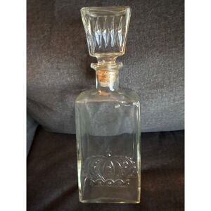 Vintage rate MCM Crown Royal Whiskey Decanter Clear Glass Square Cut D-126 EMPTY